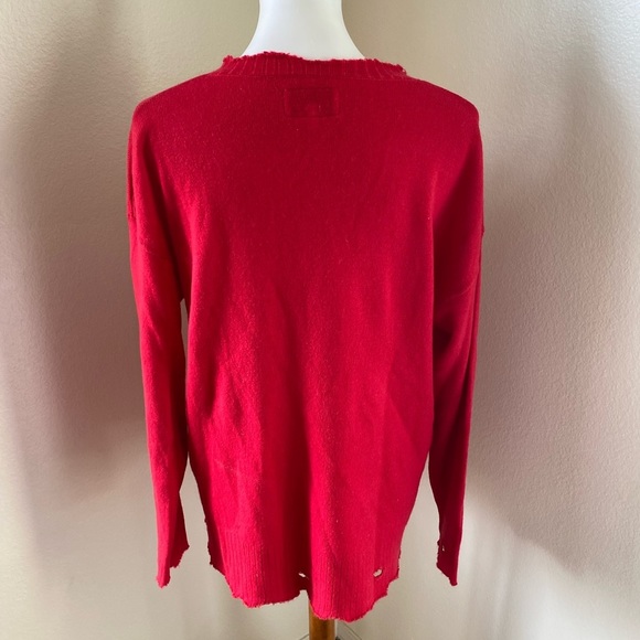 Current/Elliott Destroyed Cashmere Blend V neck Sweater - Picture 5 of 9